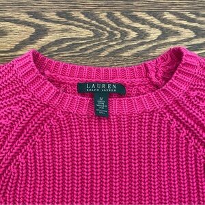 Lauren Ralph Lauren Pink Cable-knit Crew Neck Sweater